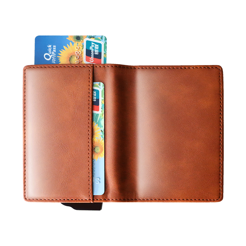 RFID Blocking PU Or Genuine Leather Credit Card Wallet Card Case Holder for Men Women